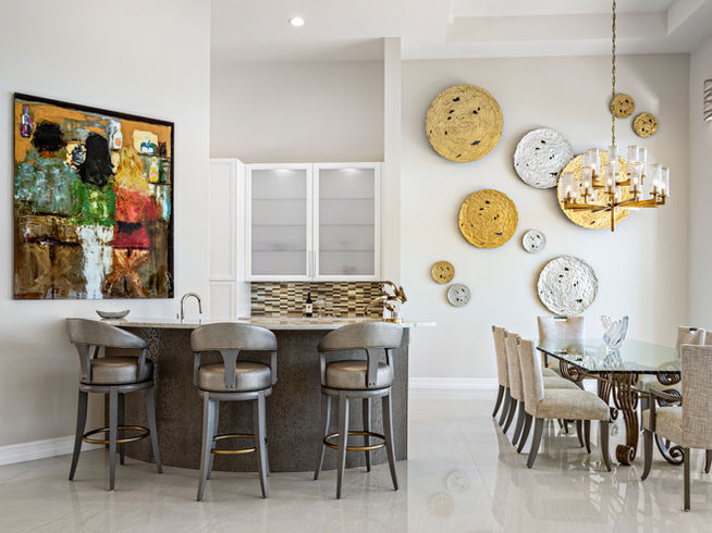 Custom wet bar with stone counter
