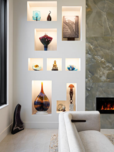 Custom media wall with built-in cabinetry